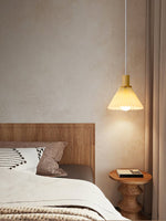 Pleated Wood Pendant Light Nordic Minimalist Dining Room Fixture