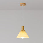 Pleated Wood Pendant Light Nordic Minimalist Dining Room Fixture