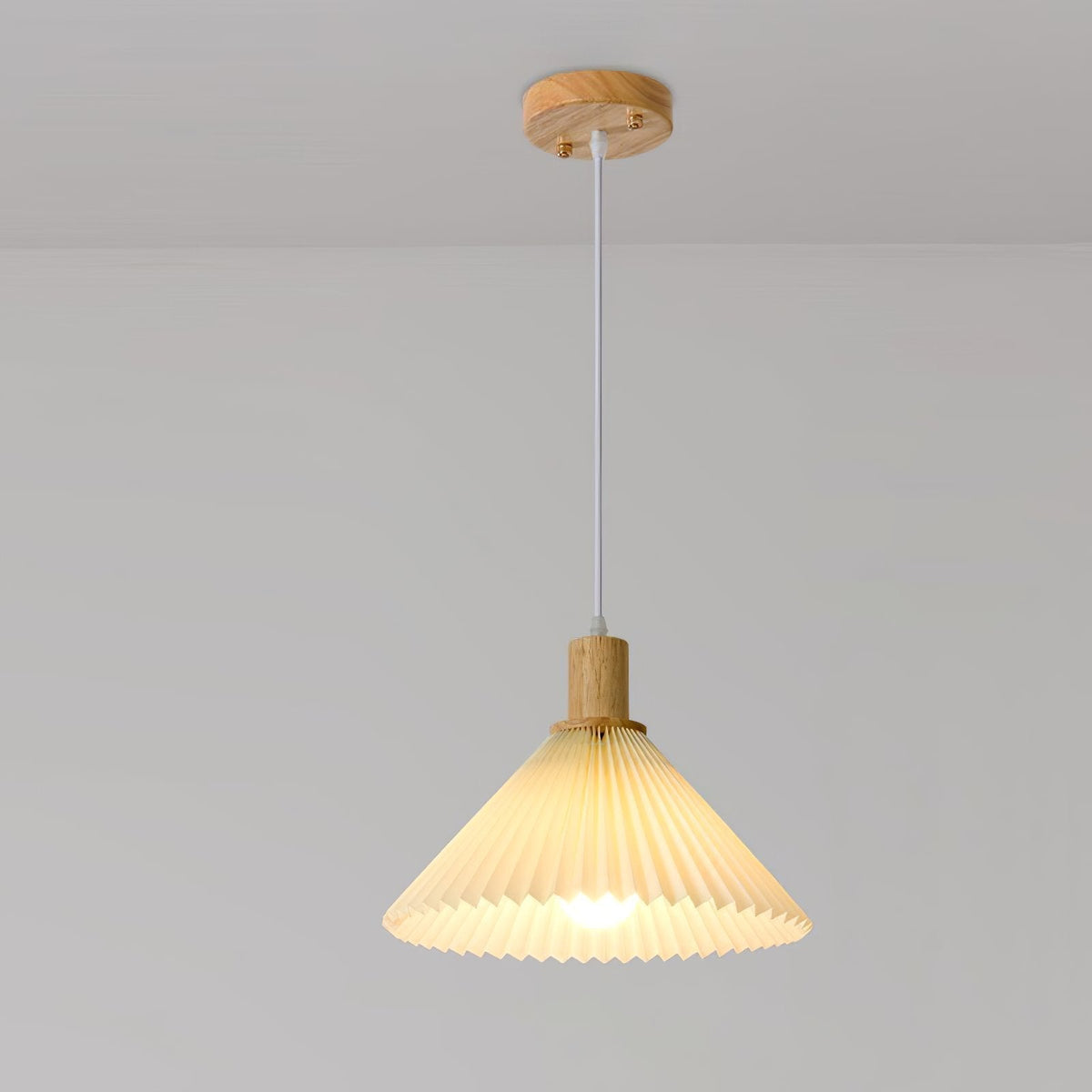 Pleated Wood Pendant Light Nordic Minimalist Dining Room Fixture