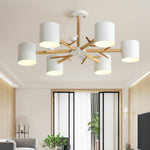 Nordic Tree Branch Chandelier with Birds - Modern Wood & Metal Pendant Light for Living Room, Dining Room, Bedroom