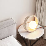 Oxygen Table Lamp - Natural Travertine Modern Nightstand Light for Bedroom & Living Room