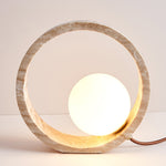 Oxygen Table Lamp - Natural Travertine Modern Nightstand Light for Bedroom & Living Room