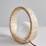 Oxygen Table Lamp - Natural Travertine Modern Nightstand Light for Bedroom & Living Room