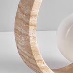 Oxygen Table Lamp - Natural Travertine Modern Nightstand Light for Bedroom & Living Room