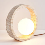 Oxygen Table Lamp - Natural Travertine Modern Nightstand Light for Bedroom & Living Room