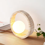 Oxygen Table Lamp - Natural Travertine Modern Nightstand Light for Bedroom & Living Room
