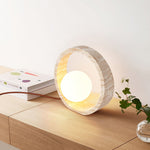 Oxygen Table Lamp - Natural Travertine Modern Nightstand Light for Bedroom & Living Room