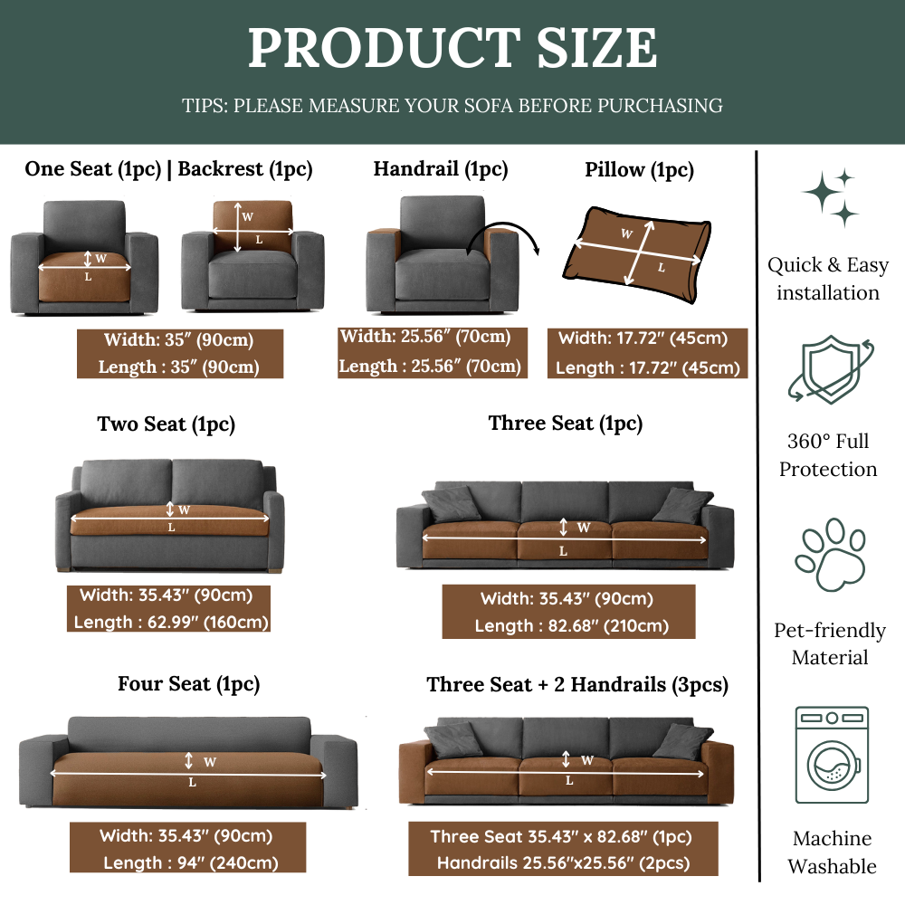 TheCarGoods Premium Chenille Herringbone Sofa & Couch Cover