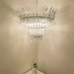 Palm Leaves Murano Transparent Glass Chandelier
