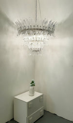 Palm Leaves Murano Transparent Glass Chandelier