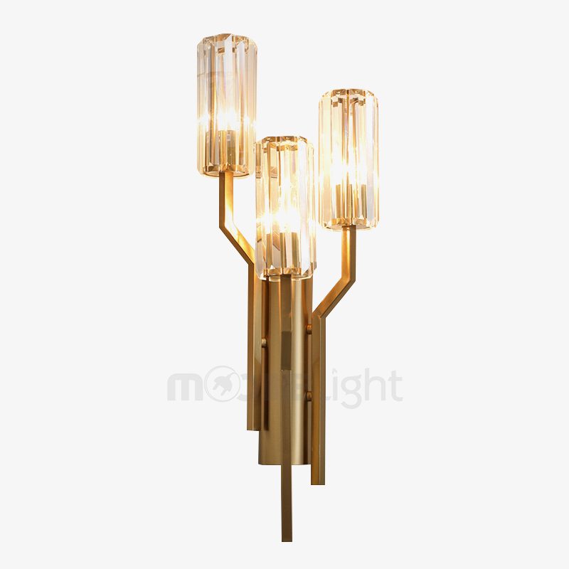 Luxury Gold Crystal Torch Wall Sconce for Bedroom Living Room
