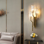 Luxury Gold Crystal Torch Wall Sconce for Bedroom Living Room
