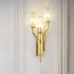 Luxury Gold Crystal Torch Wall Sconce for Bedroom Living Room