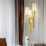 Luxury Gold Crystal Torch Wall Sconce for Bedroom Living Room