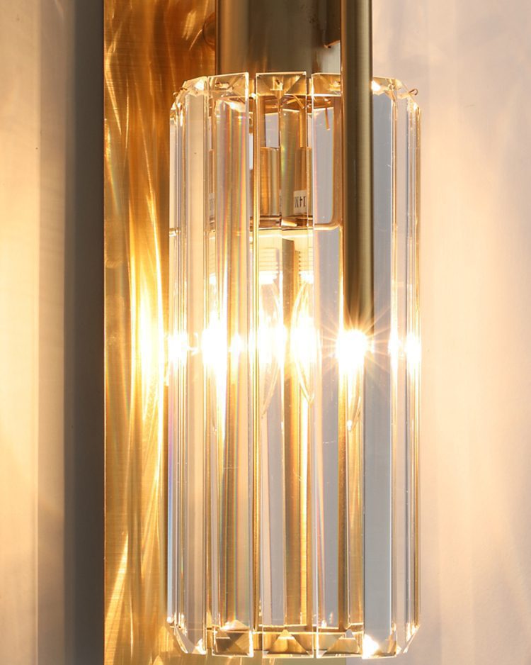 Luxury Gold Crystal Torch Wall Sconce for Bedroom Living Room
