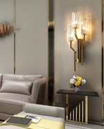 Luxury Gold Crystal Torch Wall Sconce for Bedroom Living Room