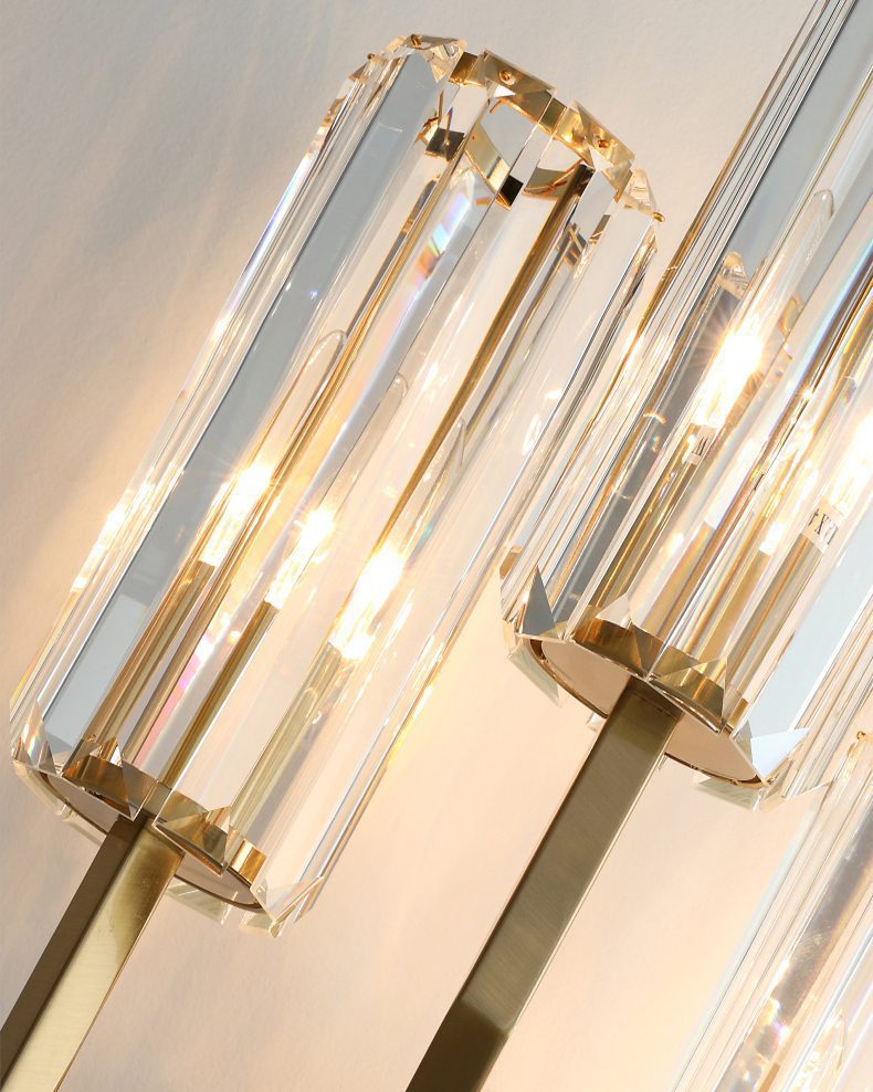 Luxury Gold Crystal Torch Wall Sconce for Bedroom Living Room