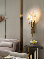 Luxury Gold Crystal Torch Wall Sconce for Bedroom Living Room