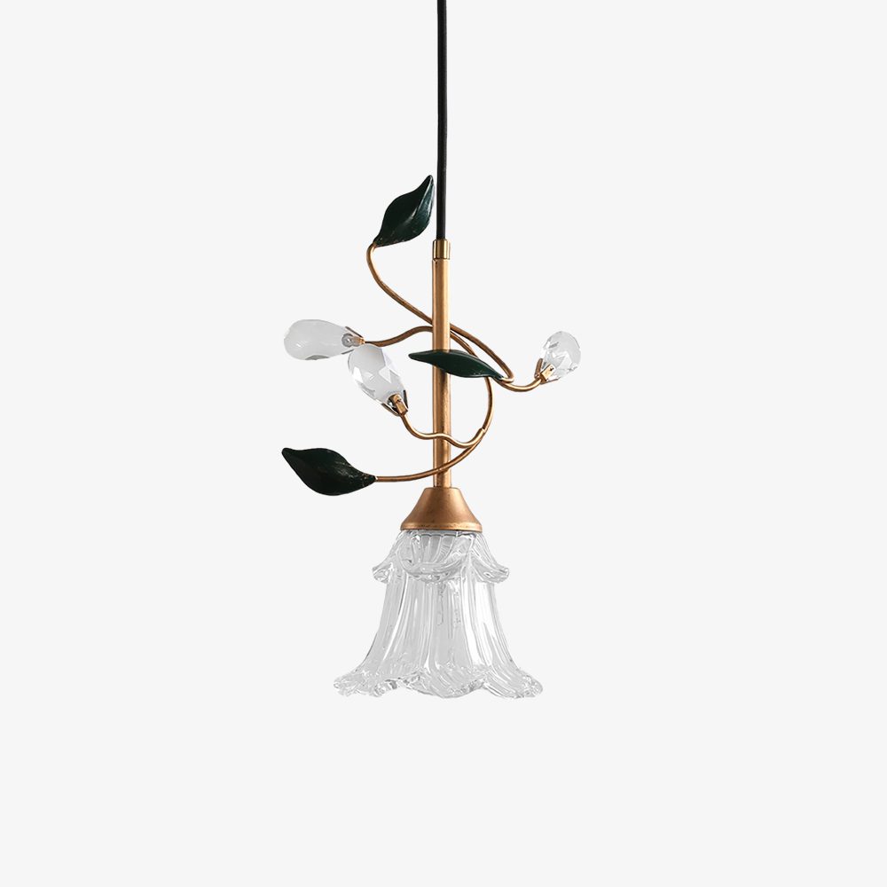 Luxury Floral Pendant Light with Crystal Accents for Dining Room