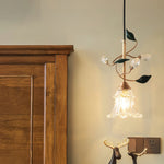 Luxury Floral Pendant Light with Crystal Accents for Dining Room