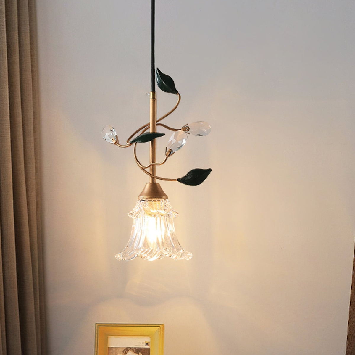Luxury Floral Pendant Light with Crystal Accents for Dining Room