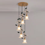 Luxury Floral Pendant Light with Crystal Accents for Dining Room
