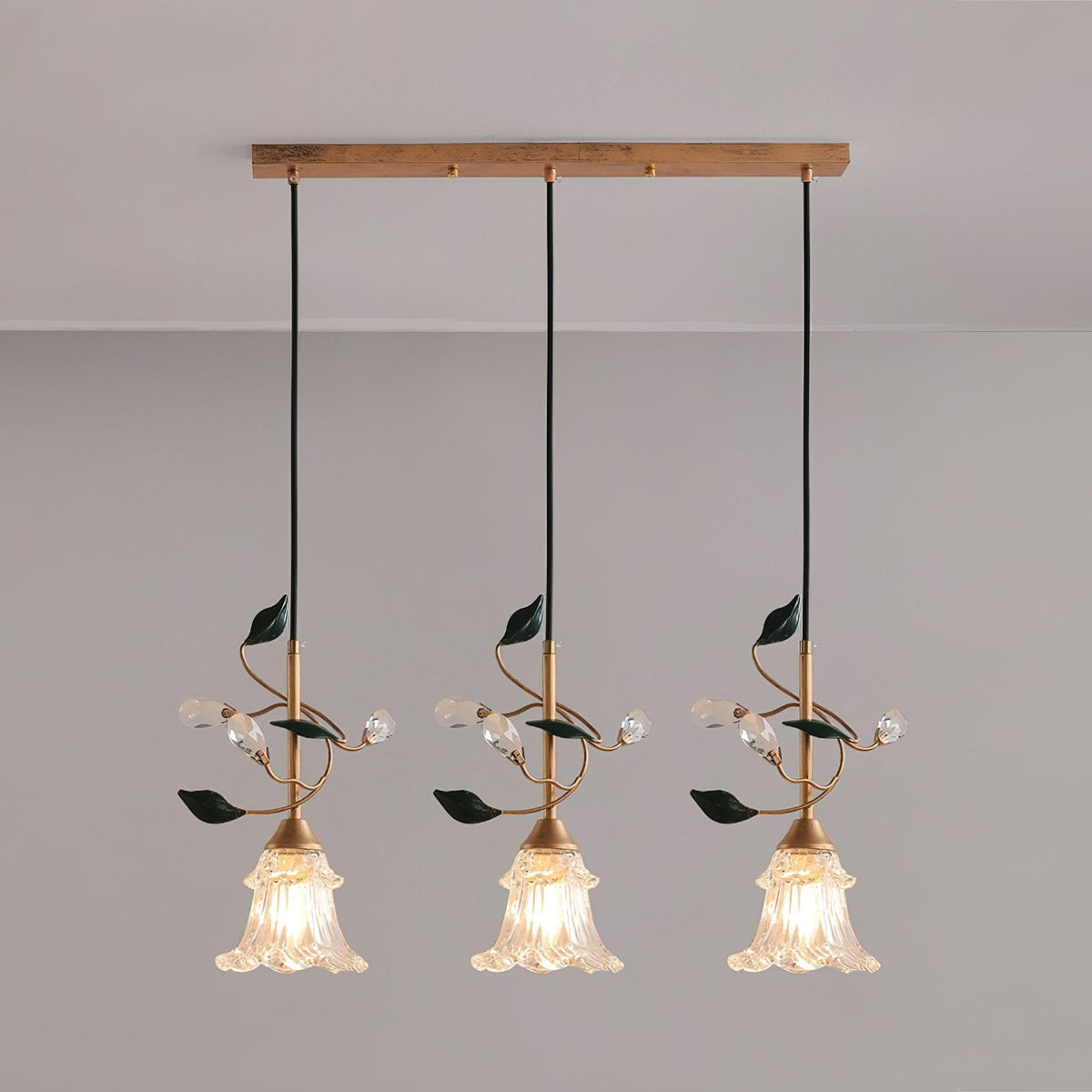 Luxury Floral Pendant Light with Crystal Accents for Dining Room