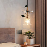 Luxury Floral Pendant Light with Crystal Accents for Dining Room