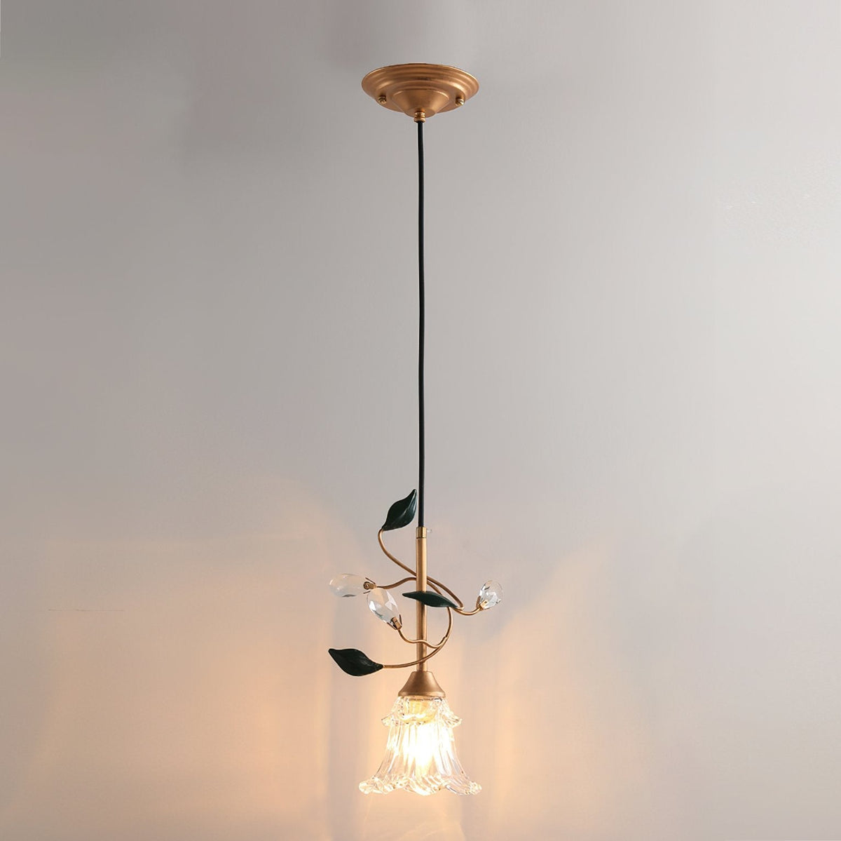 Luxury Floral Pendant Light with Crystal Accents for Dining Room
