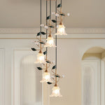 Luxury Floral Pendant Light with Crystal Accents for Dining Room