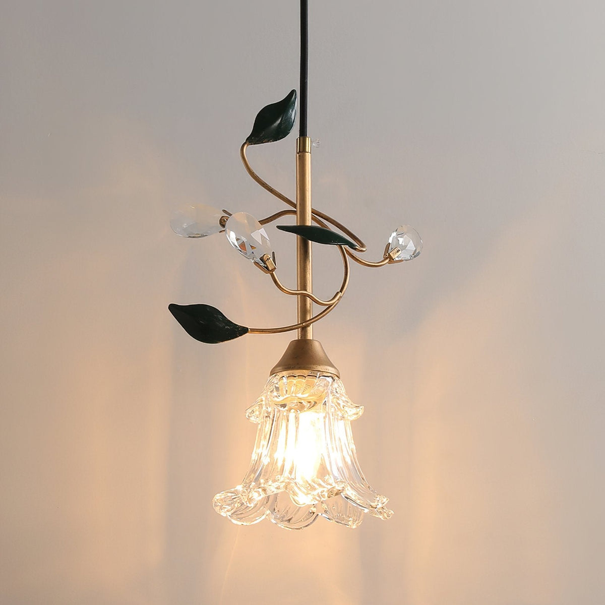 Luxury Floral Pendant Light with Crystal Accents for Dining Room