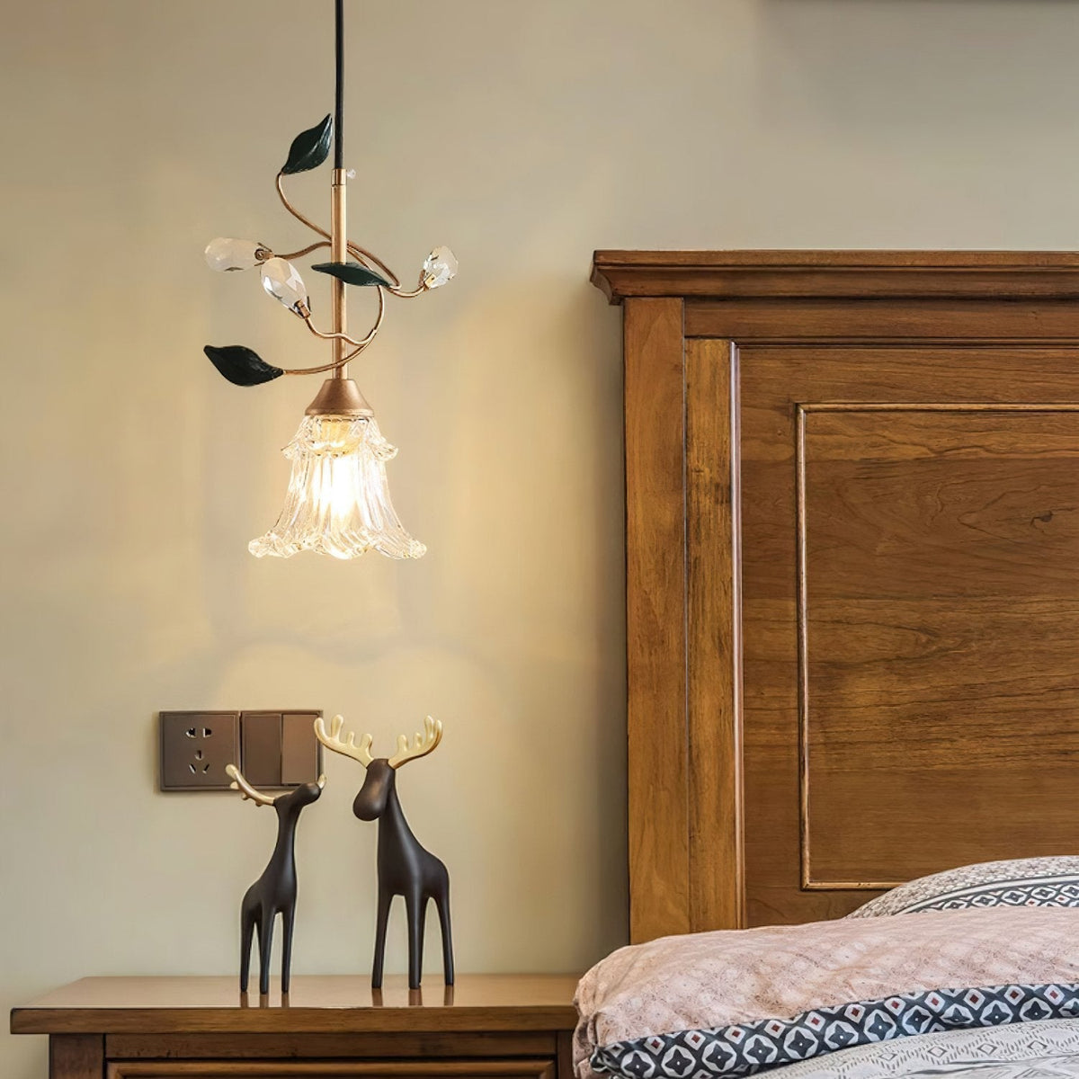 Luxury Floral Pendant Light with Crystal Accents for Dining Room