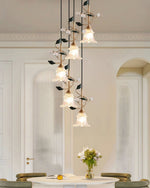 Luxury Floral Pendant Light with Crystal Accents for Dining Room