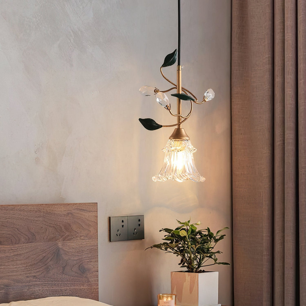 Luxury Floral Pendant Light with Crystal Accents for Dining Room