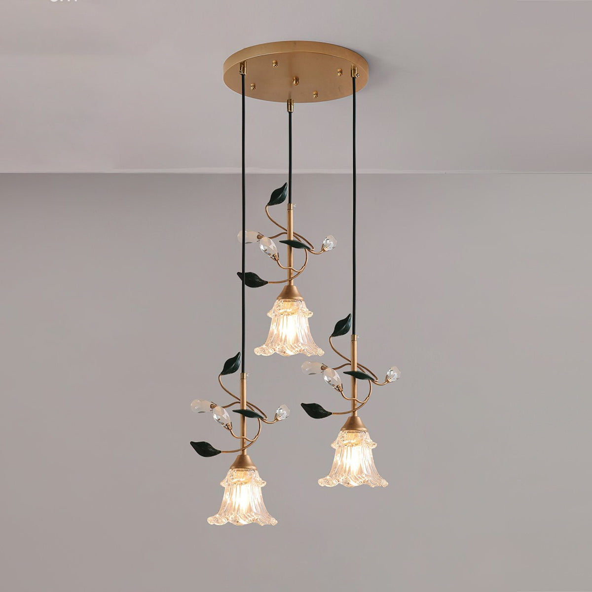 Luxury Floral Pendant Light with Crystal Accents for Dining Room