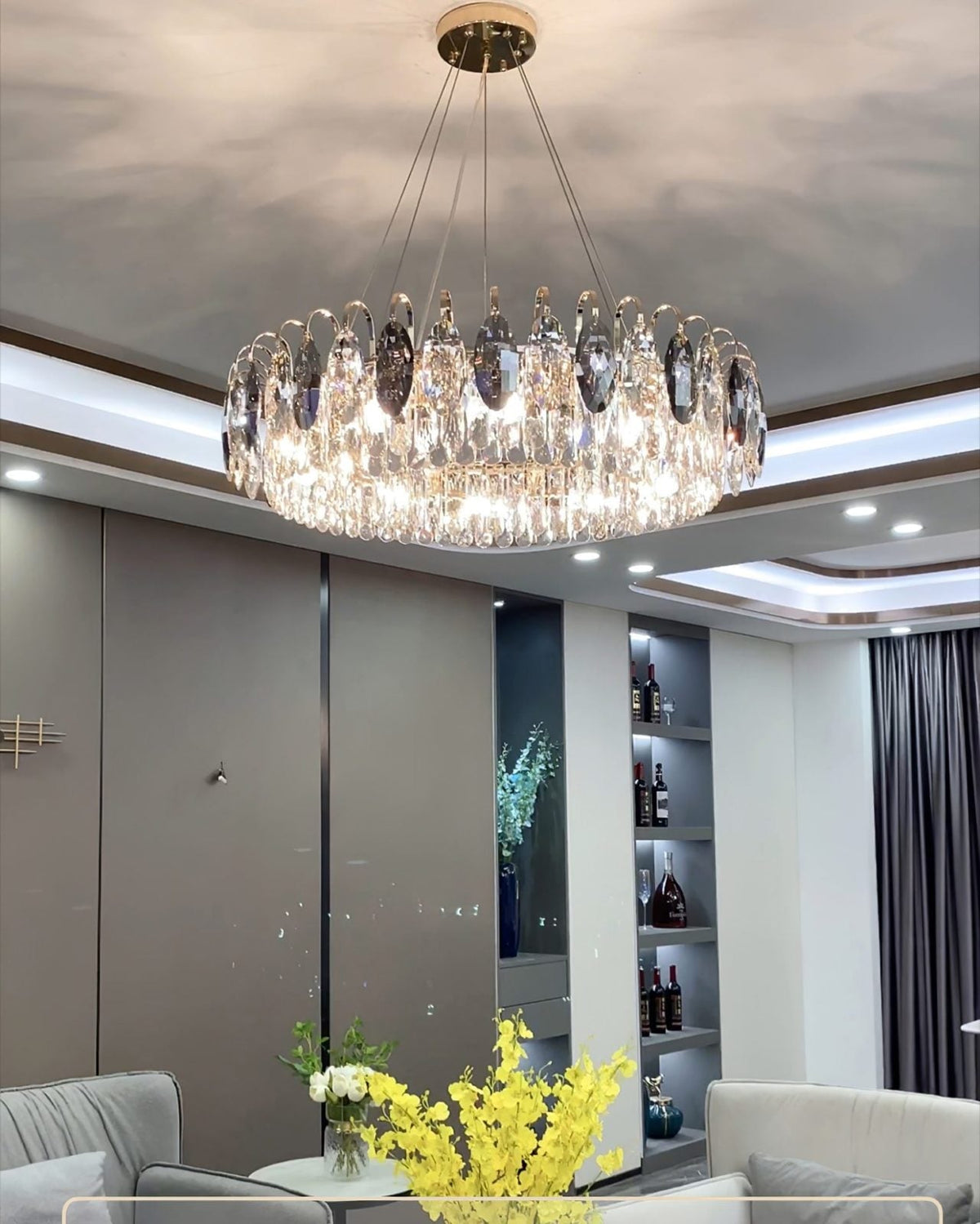 Modern Crystal Chandelier Luxury Gold Finish for Living Room Dining Room