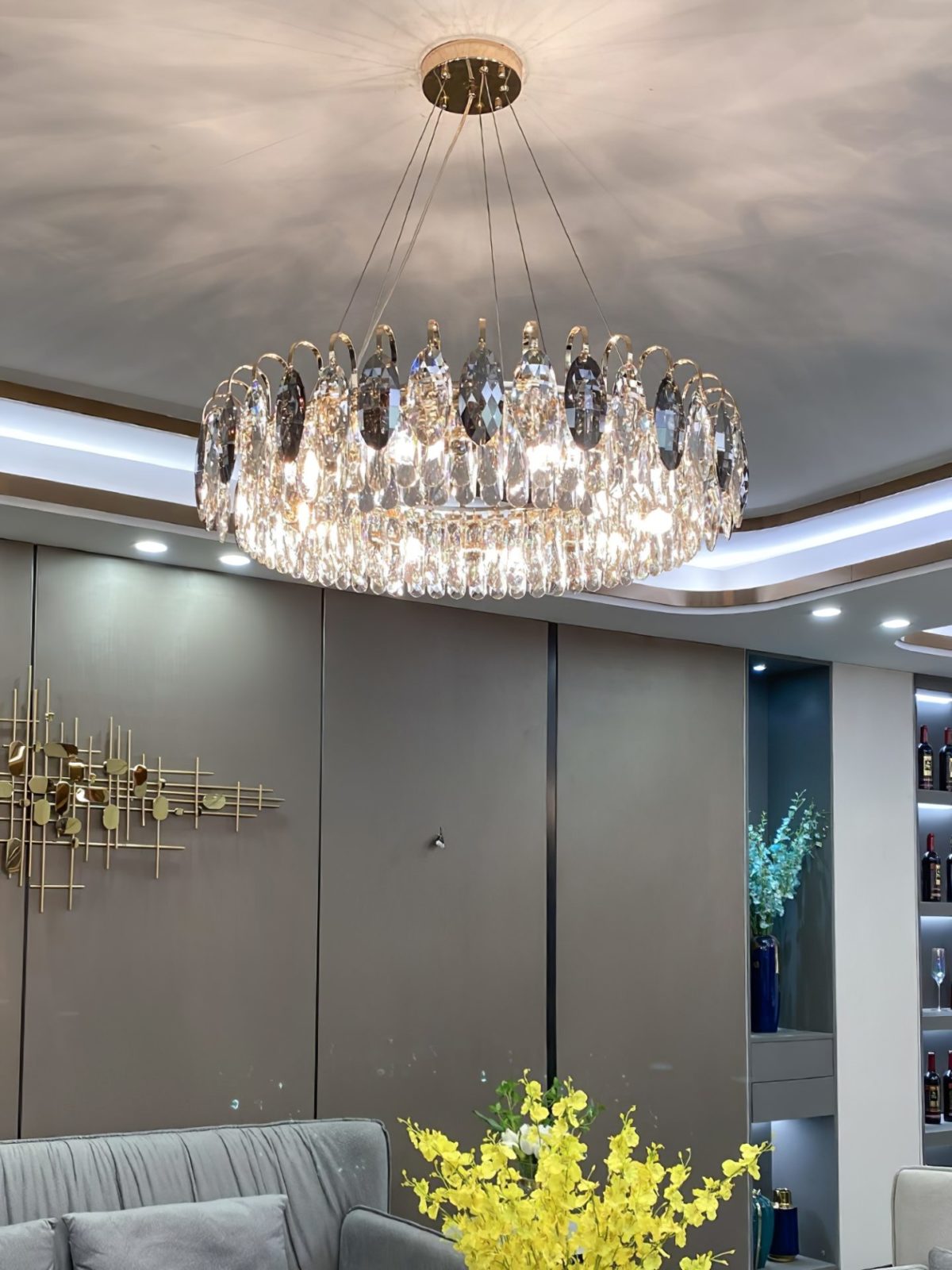 Modern Crystal Chandelier Luxury Gold Finish for Living Room Dining Room