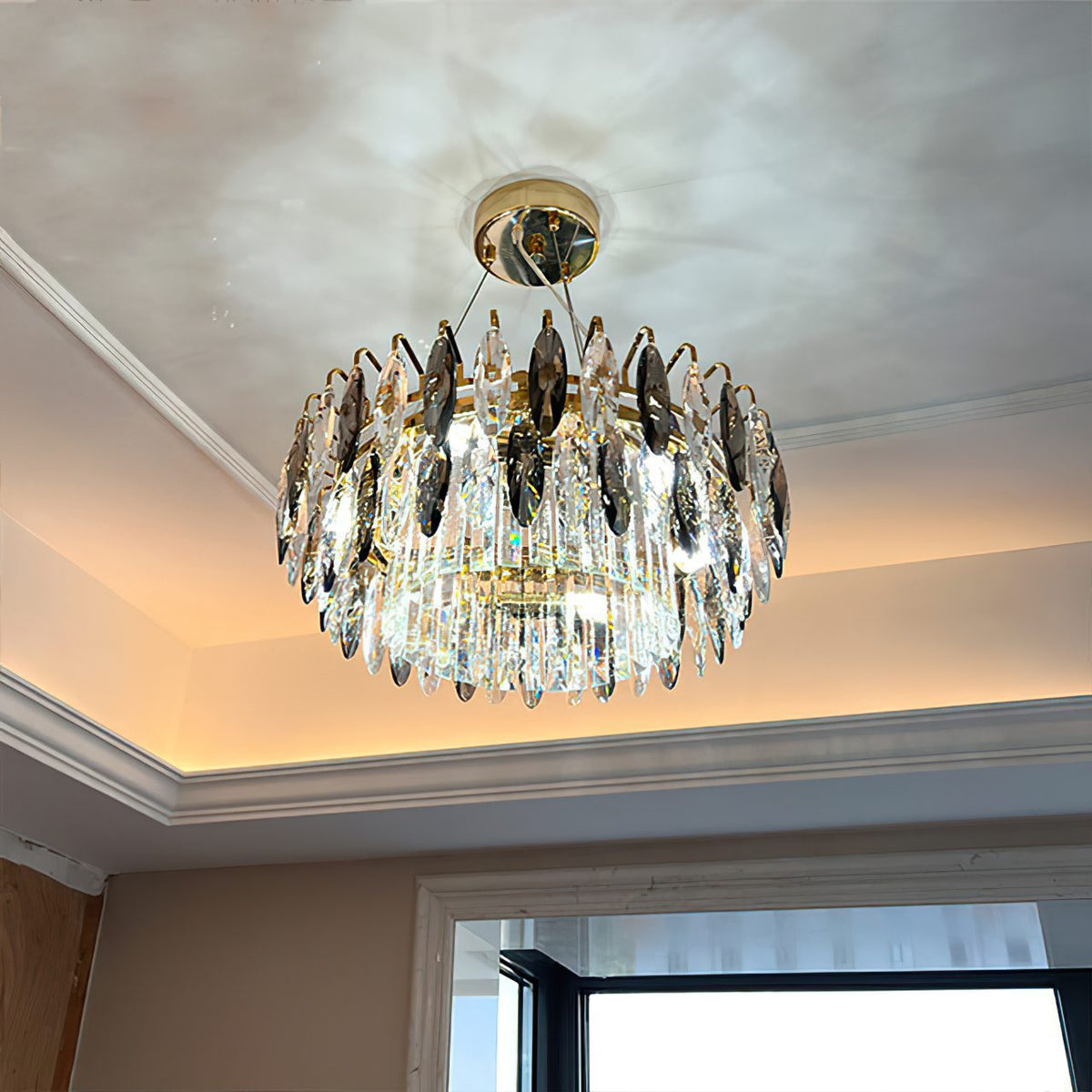 Modern Crystal Chandelier Luxury Gold Finish for Living Room Dining Room