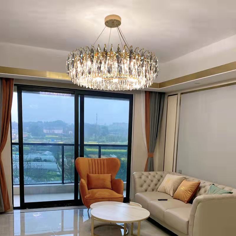 Modern Crystal Chandelier Luxury Gold Finish for Living Room Dining Room