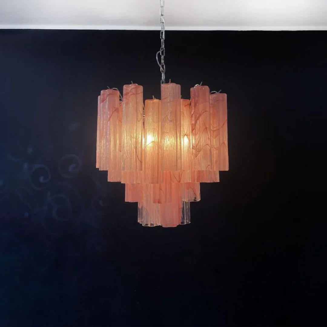 Pink Murano Glass Tronchi Chandelier