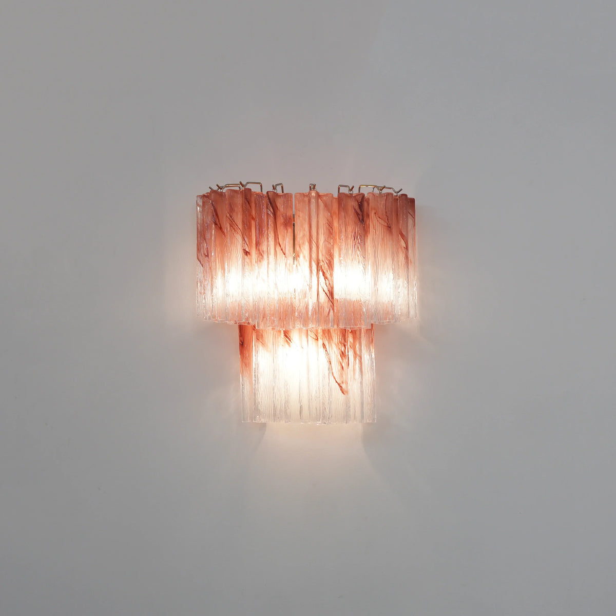 Pink Murano Glass Tube Wall Sconces