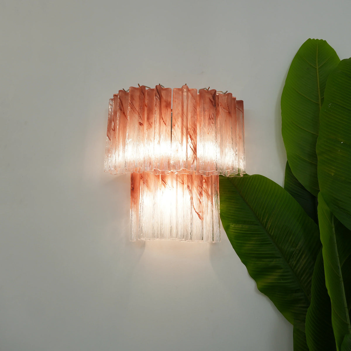Pink Murano Glass Tube Wall Sconces