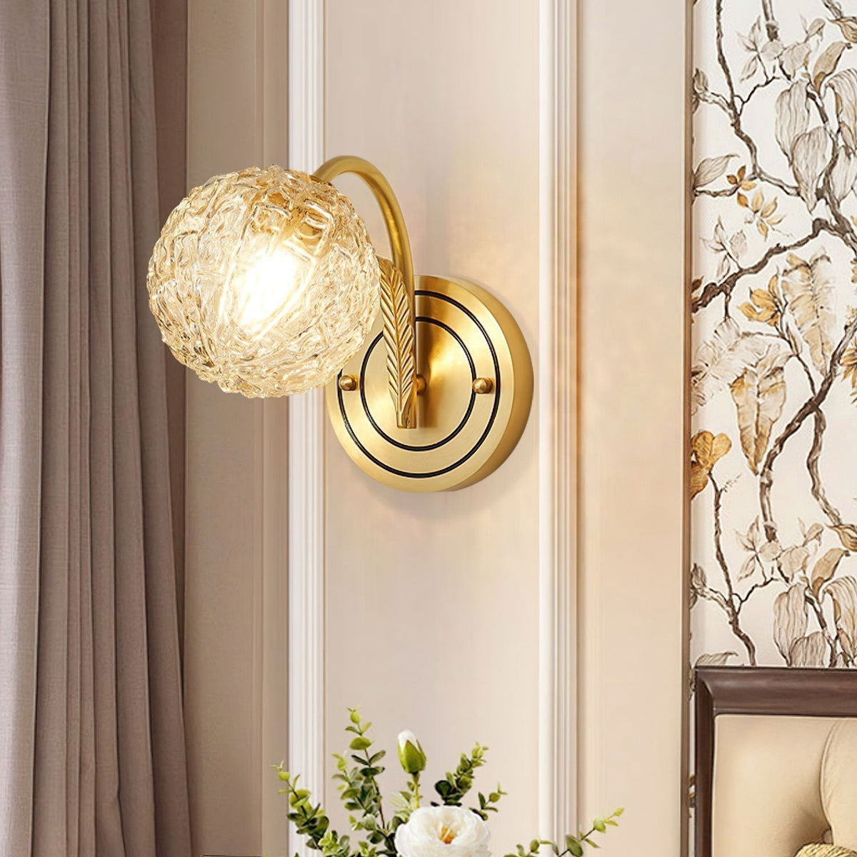 Modern Brass Ball Wall Sconce Luxury Bedroom Lighting Fixture