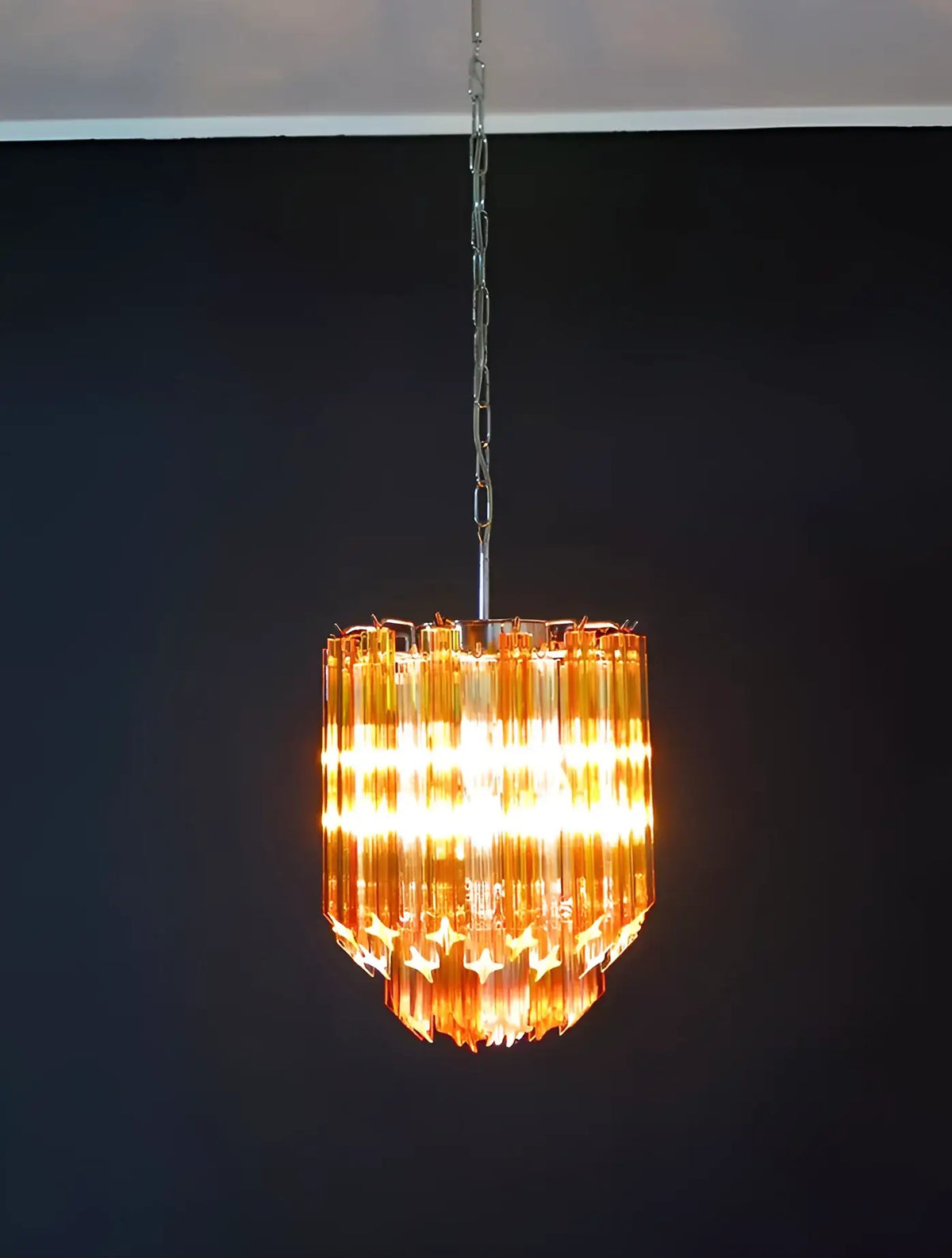 Quadriedri Murano Prisms Amber Transparent Chandelier