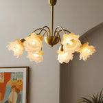 Retro Brass Glass Chandelier for Dining Room and Living Room