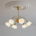 Retro Brass Glass Chandelier for Dining Room and Living Room