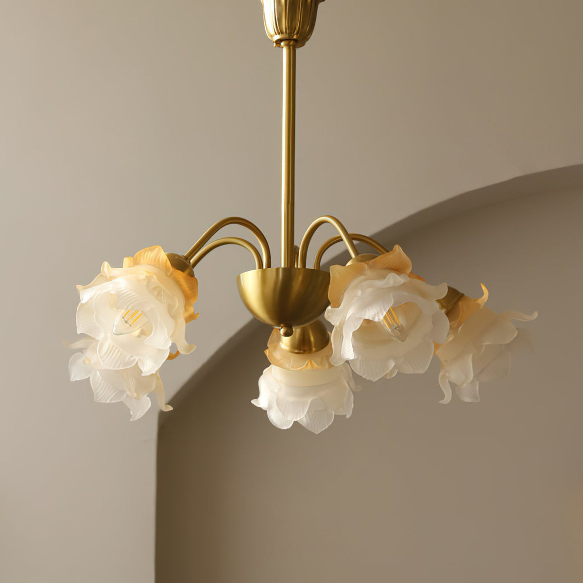 Retro Brass Glass Chandelier for Dining Room and Living Room