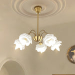 Retro Brass Glass Chandelier for Dining Room and Living Room