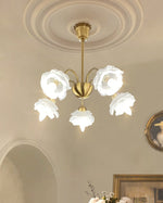 Retro Brass Glass Chandelier for Dining Room and Living Room
