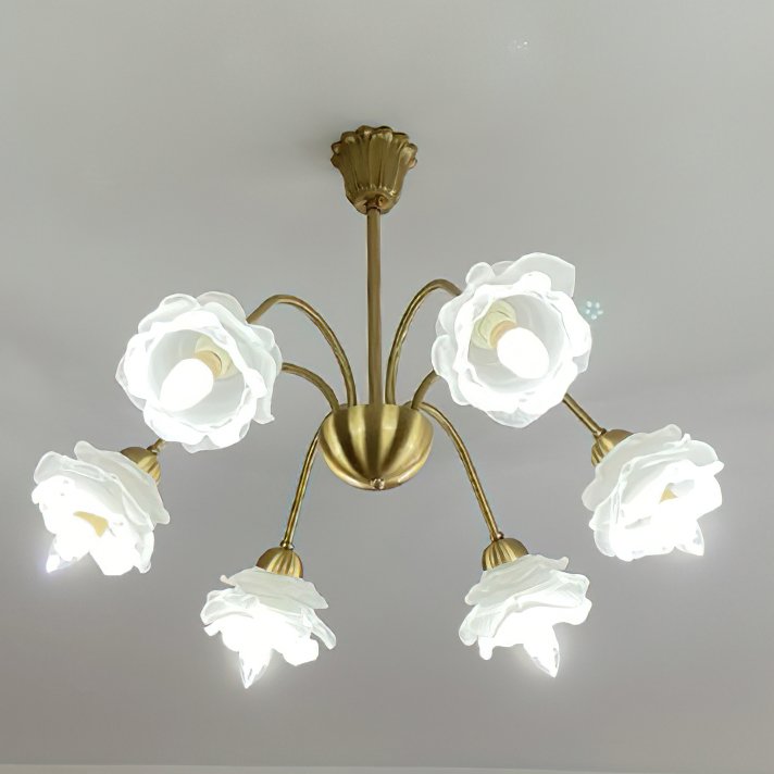 Retro Brass Glass Chandelier for Dining Room and Living Room